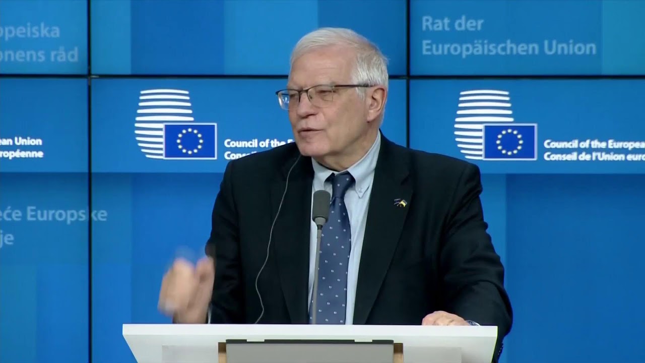 EU’s Borrell holds news conference after virtual meeting on Ukraine.