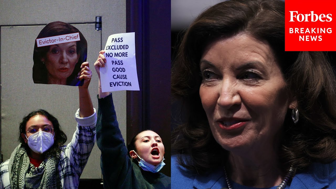 Protestors Repeatedly Heckle Kathy Hochul As She Accepts Democratic Party Nomination For Governor