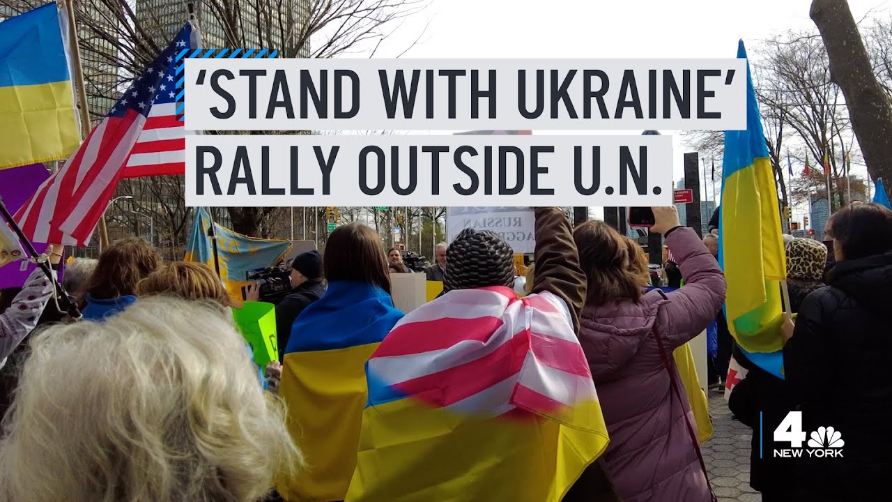 Manhattan. Stand With Ukraine: NYC Rally Outside U.N. Amid Russia Border Crisis