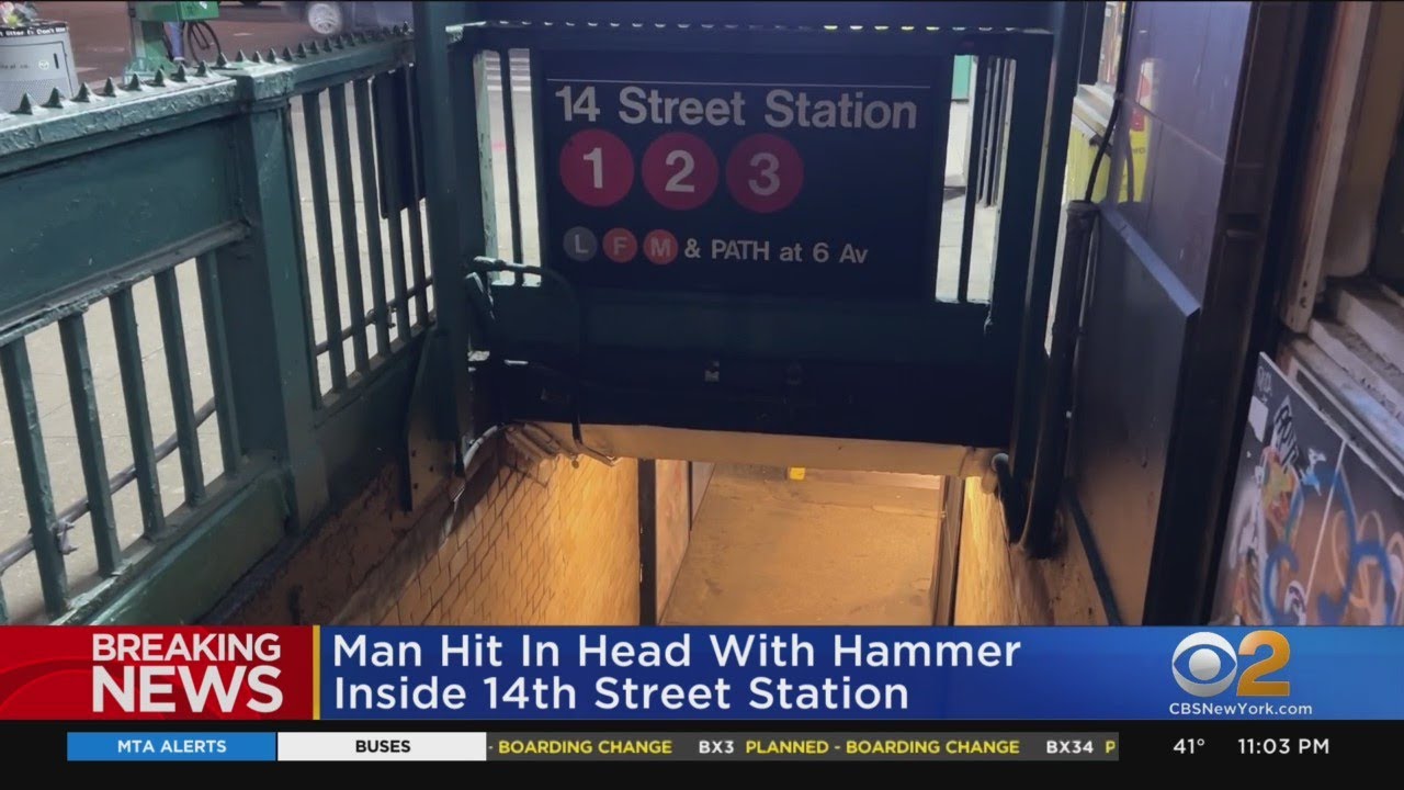 MANHATTAN. Man hit in head with hammer inside 14th Street station￼