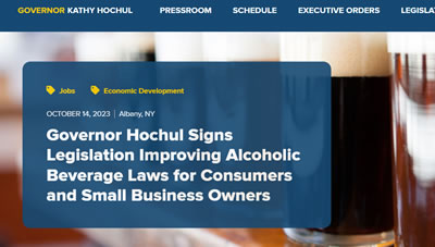 NY Governor Kathy Hochul Signs Legislation Improving Alcoholic Beverage Laws for Consumers and Small Business Owners