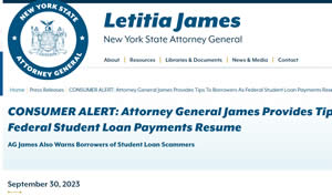 NY Attorney General James Provides Tips to Borrowers as Federal Student Loan Payments Resume