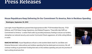 House Republicans continue to fulfill their commitment to America to curb reckless Washington/White House spending by Joe Biden and Democrats