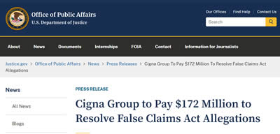 Cigna Group to Pay $172 Million to Resolve False Claims Act Allegations
