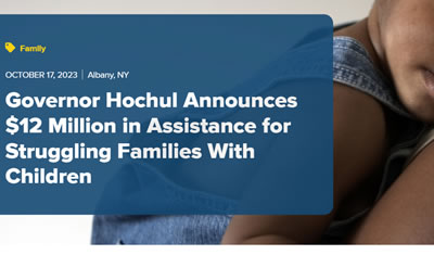 New York Governor Hochul Announces $12 Million in Assistance for Struggling Families With Children