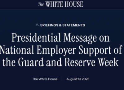 White House. Presidential Message on National Employer Support of the Guard and Reserve Week