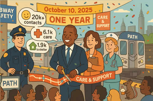 Adams Marks One Year of PATH Subway Outreach, Citing 20,100 Contacts and Gains in Safety