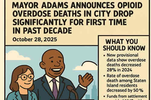 Mayor Adams Says NYC Opioid Overdose Deaths Fell 28% in 2024, First Decline in a Decade