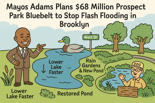 New York. Mayor Adams Launches $68 Million Prospect Park Bluebelt to Prevent Flash Flooding in Brooklyn Neighborhoods