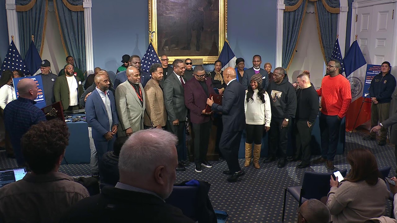 Mayor Eric Adams Makes Public Safety Announcement with NYPD Commissioner Tisch