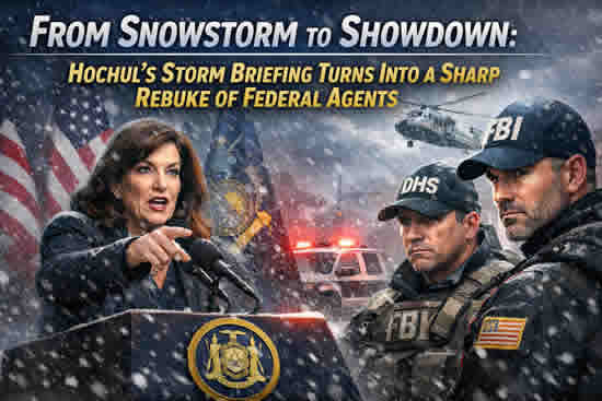 New York news Hochul’s Storm Briefing Turns Into a Sharp Rebuke of Federal Agents