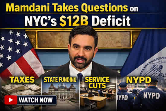 New York. Mamdani Takes Questions on NYC’s $12B Deficit — Taxes, State Funding, Service Cuts, NYPD (Video)