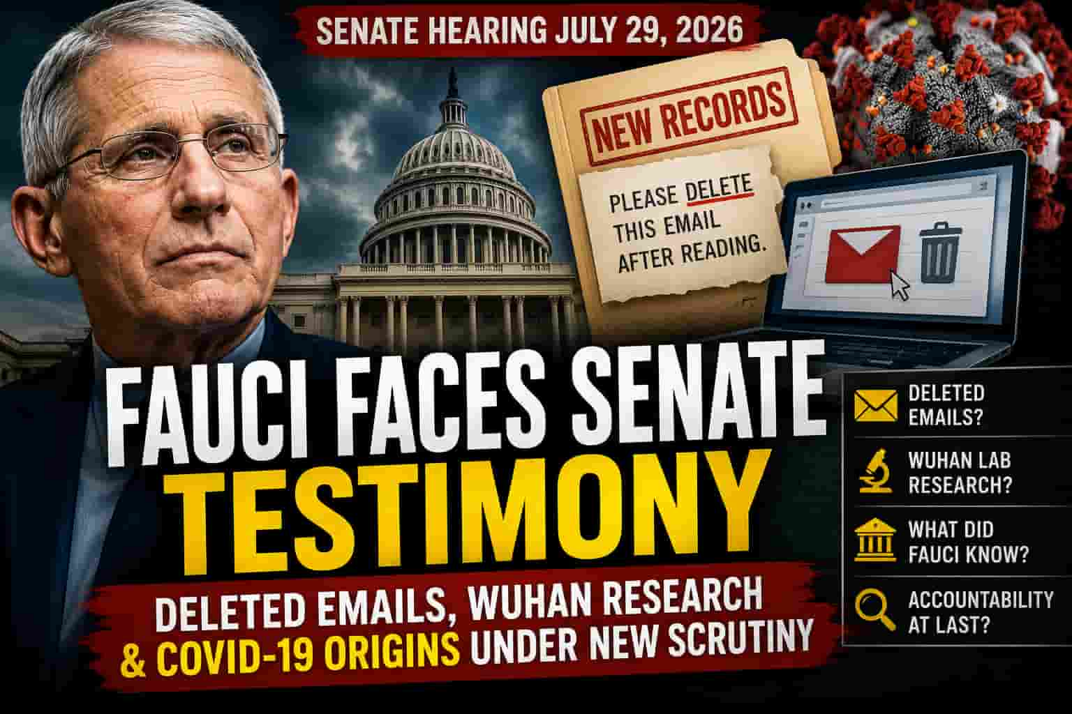 Fauci Senate Hearing: Deleted Emails and COVID-19 Origins