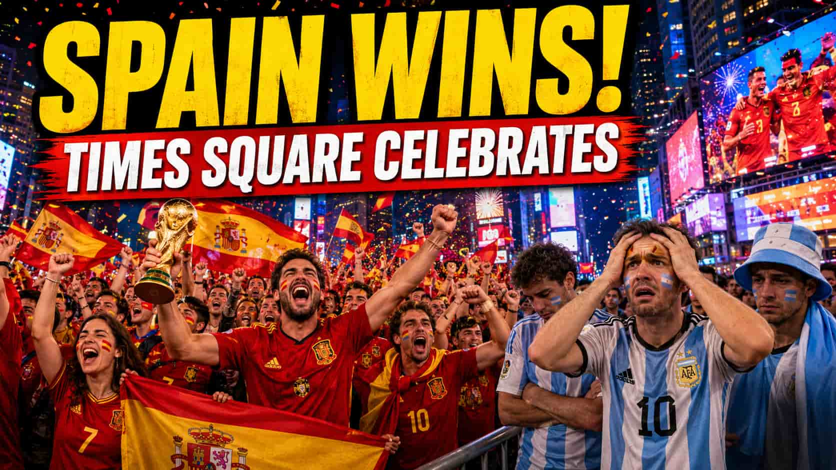 VIDEO: Times Square Celebrates Spain’s World Cup Victory