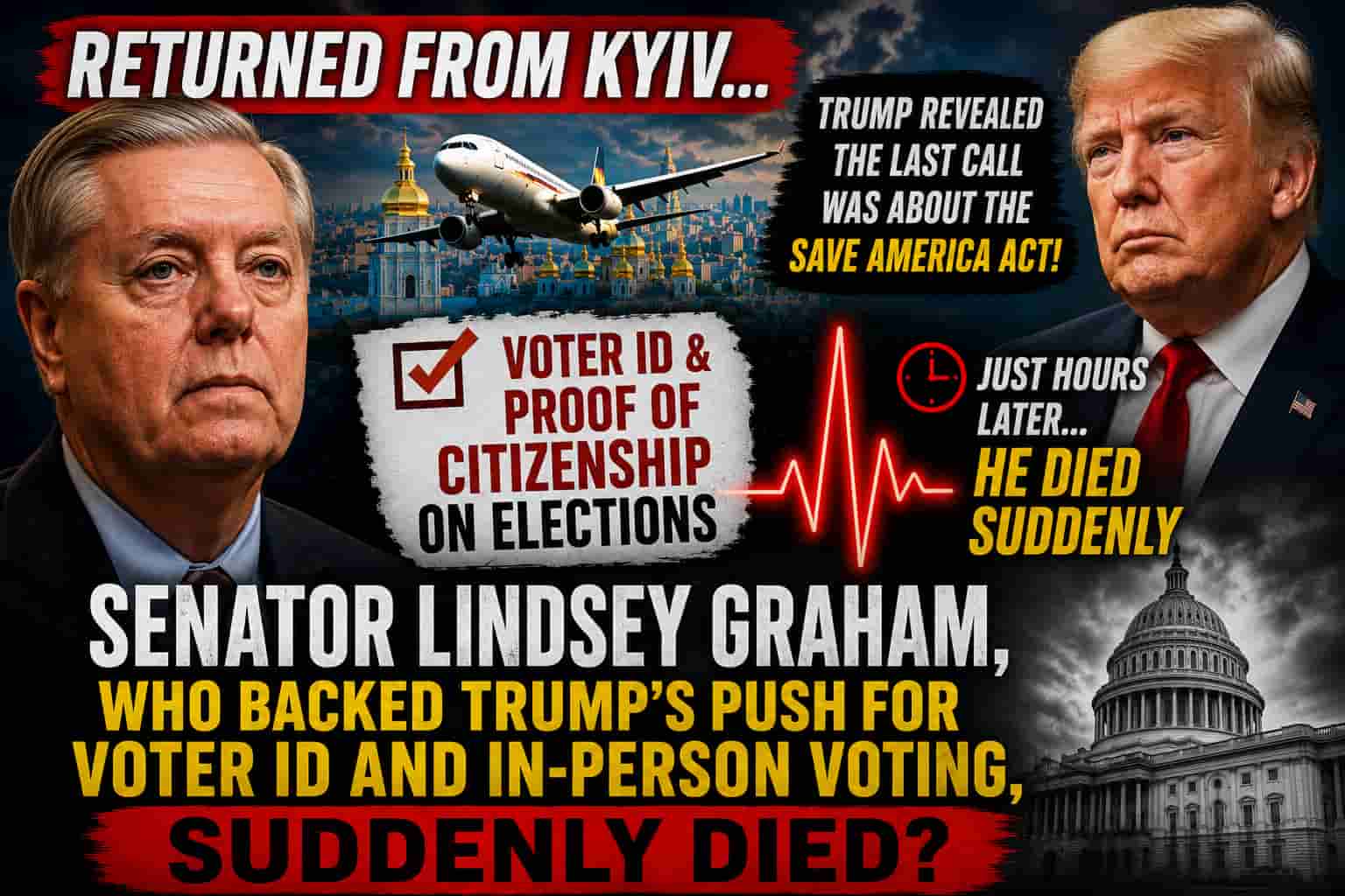 Senator Lindsey Graham, Who Backed Trump’s Push for Voter ID and Election Safeguards, Suddenly Dies After Kyiv Trip?