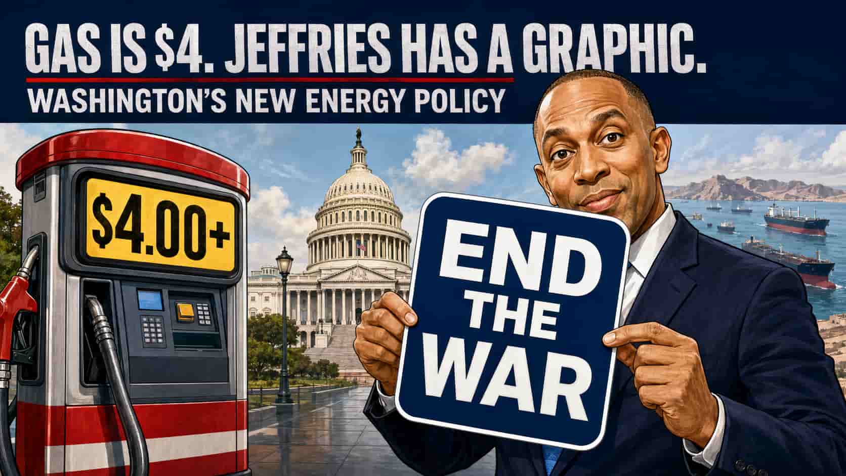 Hakeem Jeffries Solves $4 Gas With a Facebook Graphic: Just “End the War”