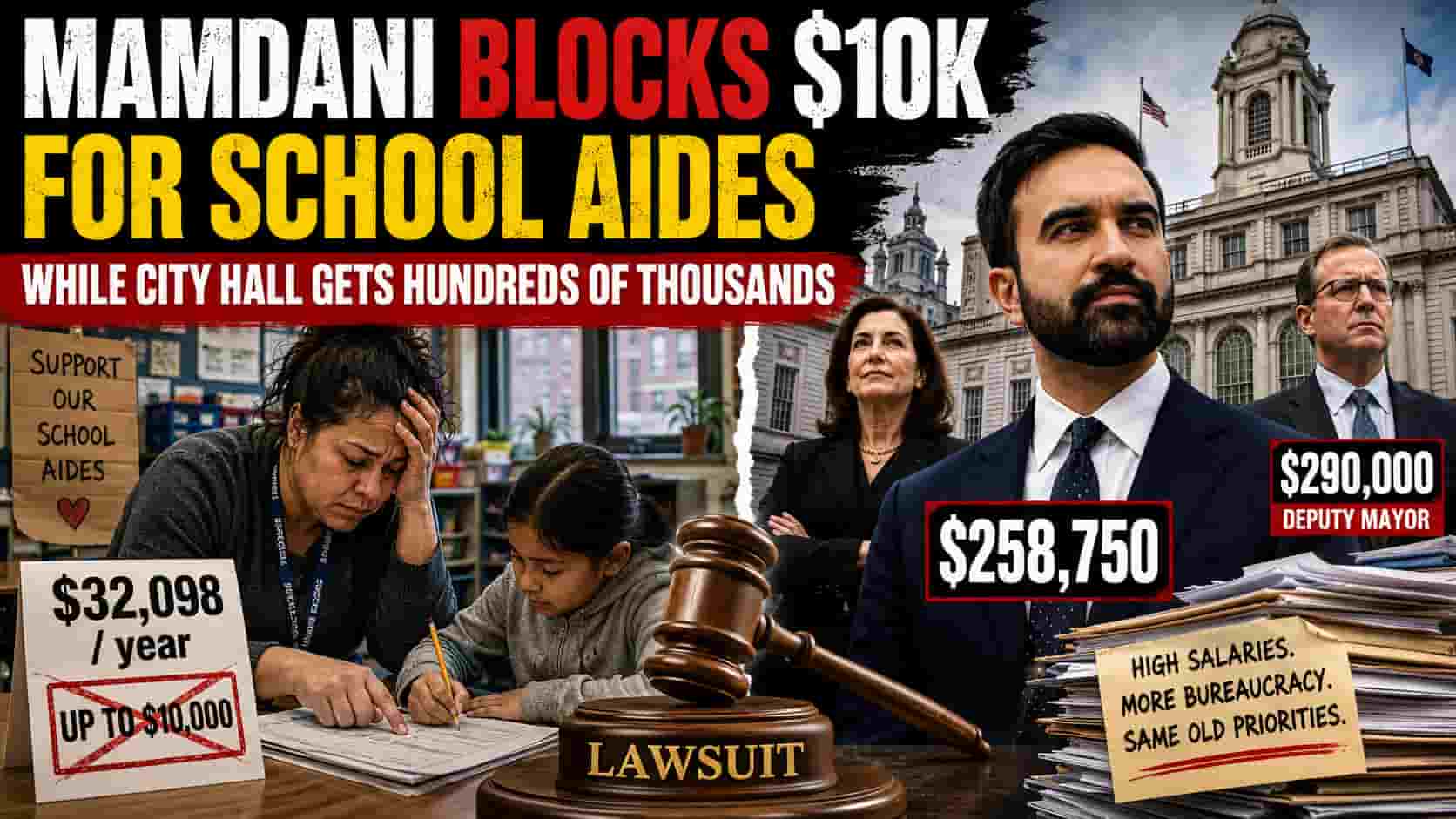Mamdani Fights $10,000 Payments for Low-Paid School Aides While His Own Appointees Earn Hundreds of Thousands