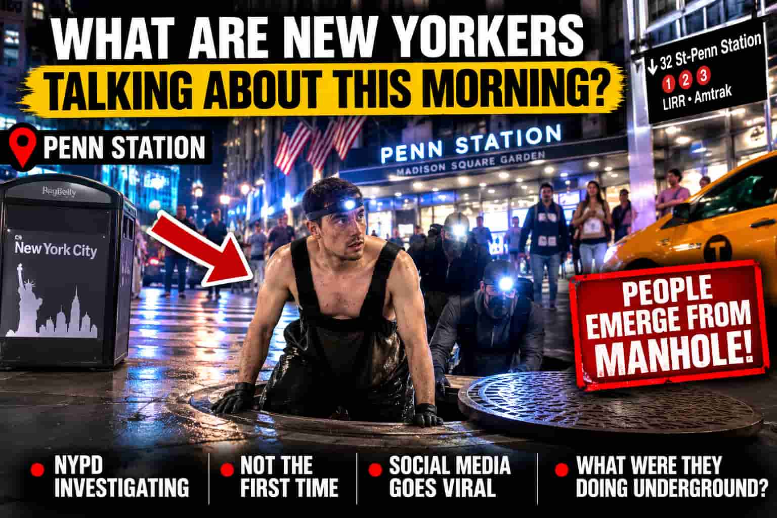 What Are New Yorkers Talking About This Morning? Mysterious “Manhole People” Near Penn Station