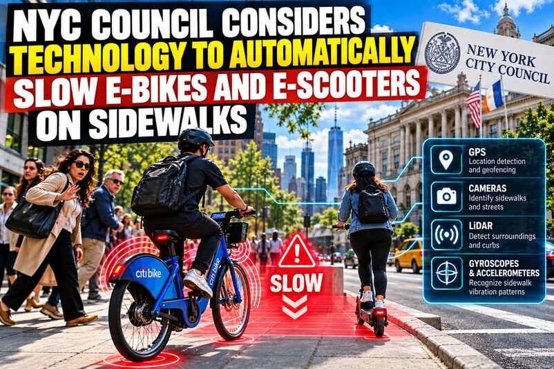 NYC Council Considers Technology That Could Automatically Slow E-Bikes and E-Scooters on Sidewalks